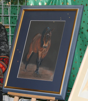 Original Pferdeportrait Pastel gerahmt / Original framed horse art in pastel